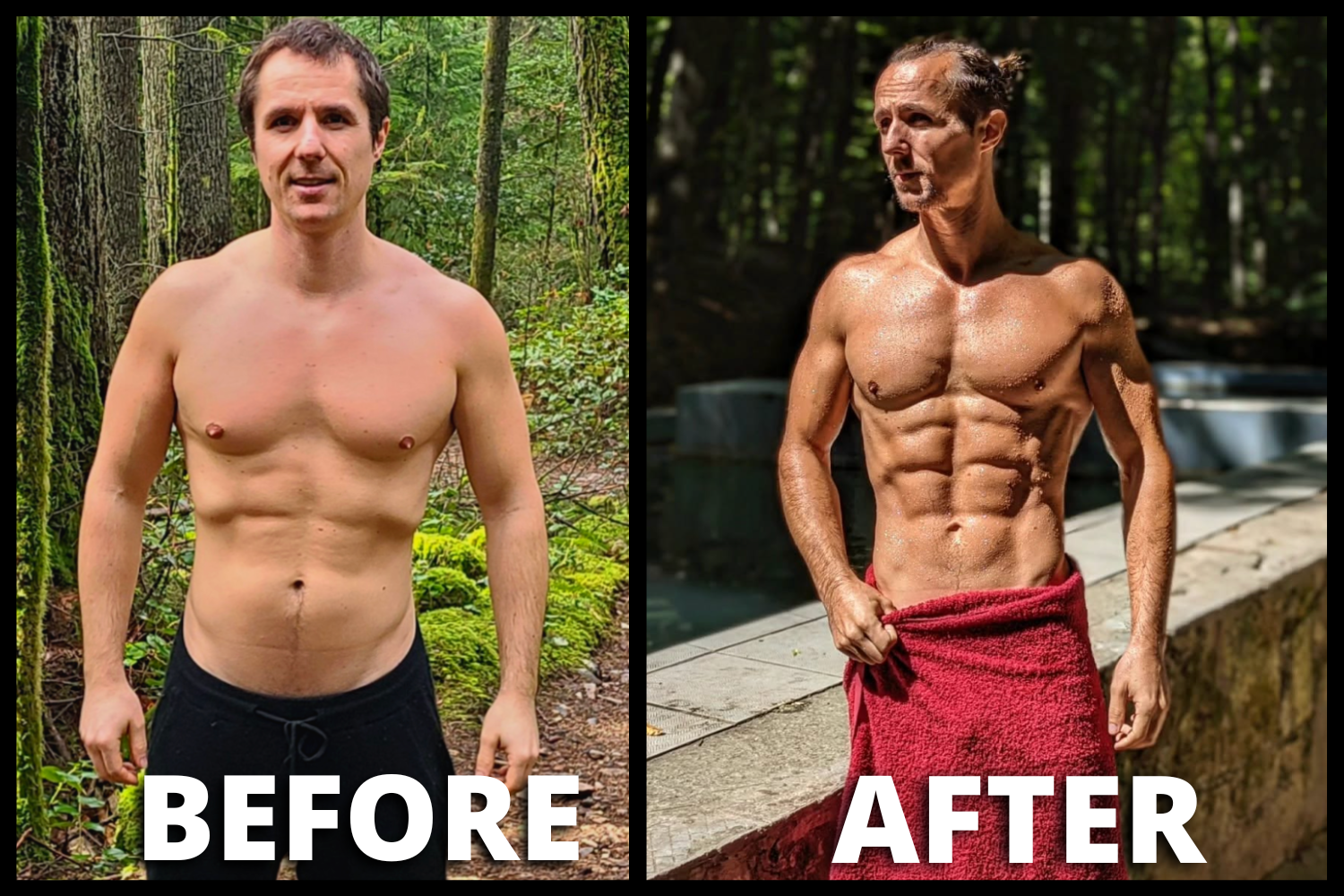 Ted Carr’s outdoor before and after fitness photos